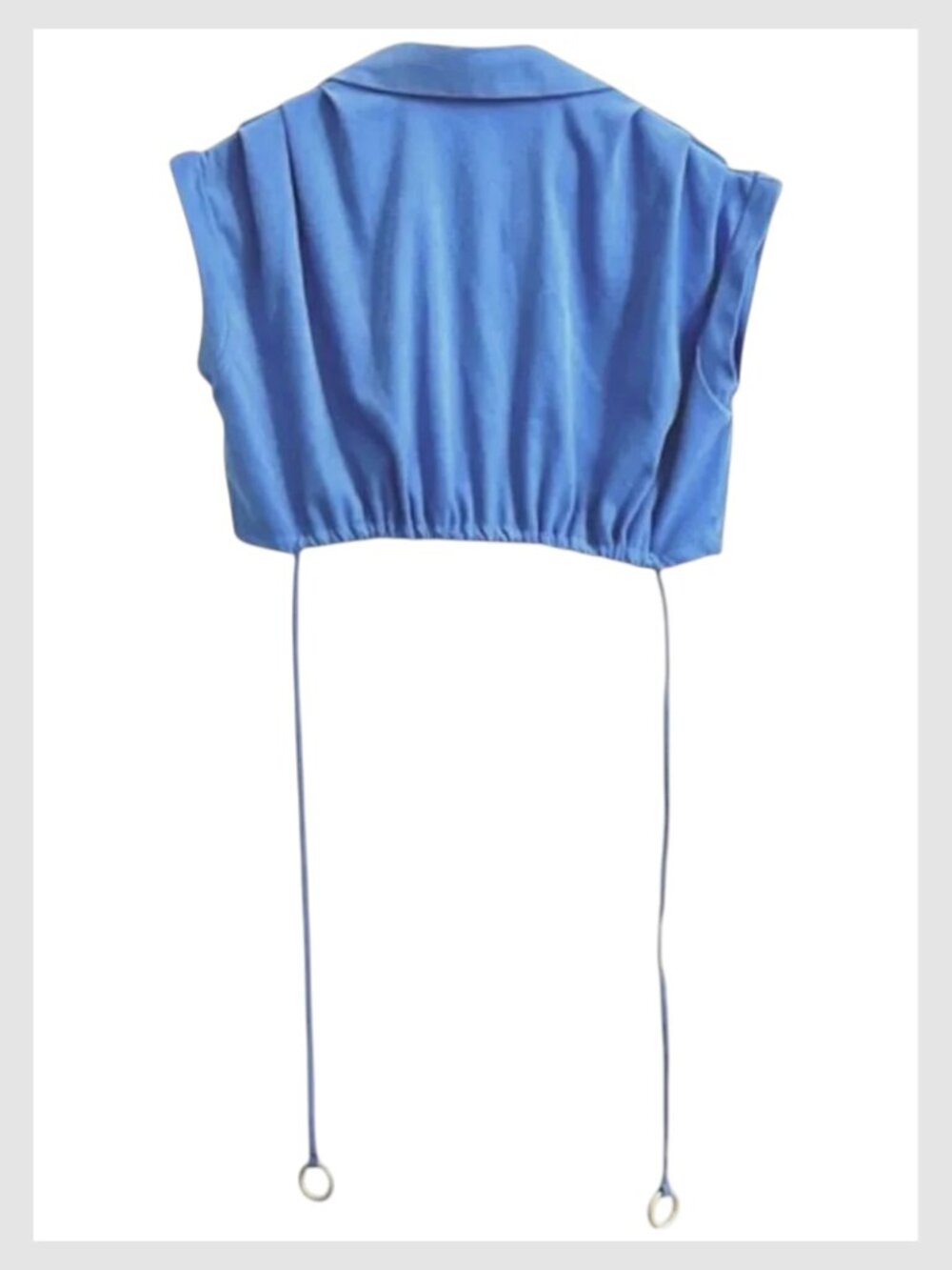 Maryallé Button Front Crop Top Cobalt Blue Cotton XS–M - Picture 8 of 10